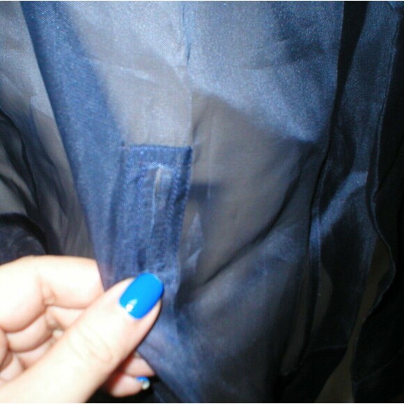 New NWT Womens 4 Blouse Top Designer Etro Silk LS Dark Blue Navy 40 Italy Sheer - Picture 10 of 11